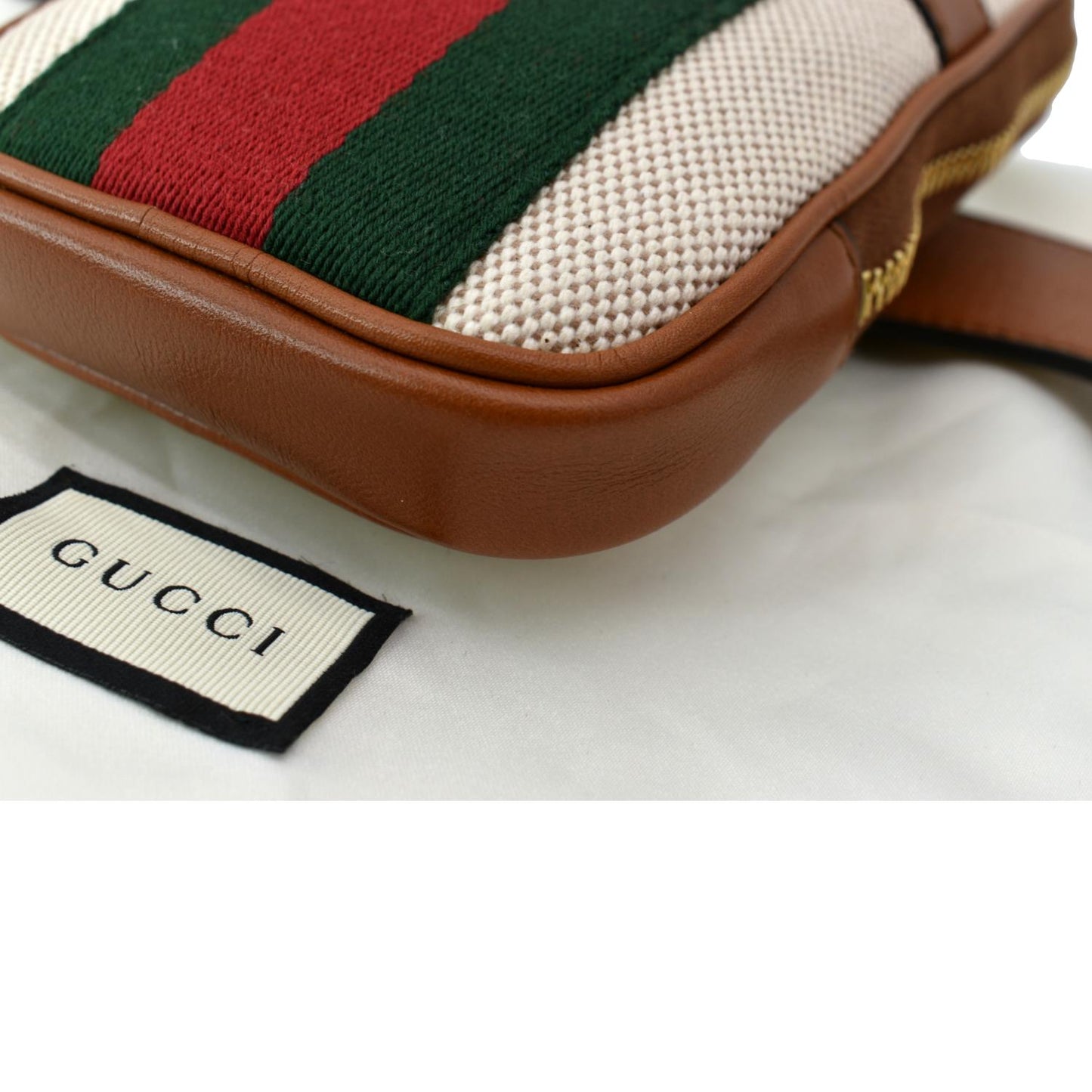 GUCCI Phone Case Vintage Canvas Belt Bag Dark Brown 581519