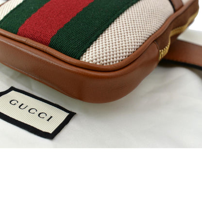 GUCCI Phone Case Vintage Canvas Belt Bag Dark Brown 581519