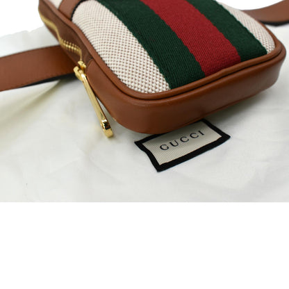 GUCCI Phone Case Vintage Canvas Belt Bag Dark Brown 581519