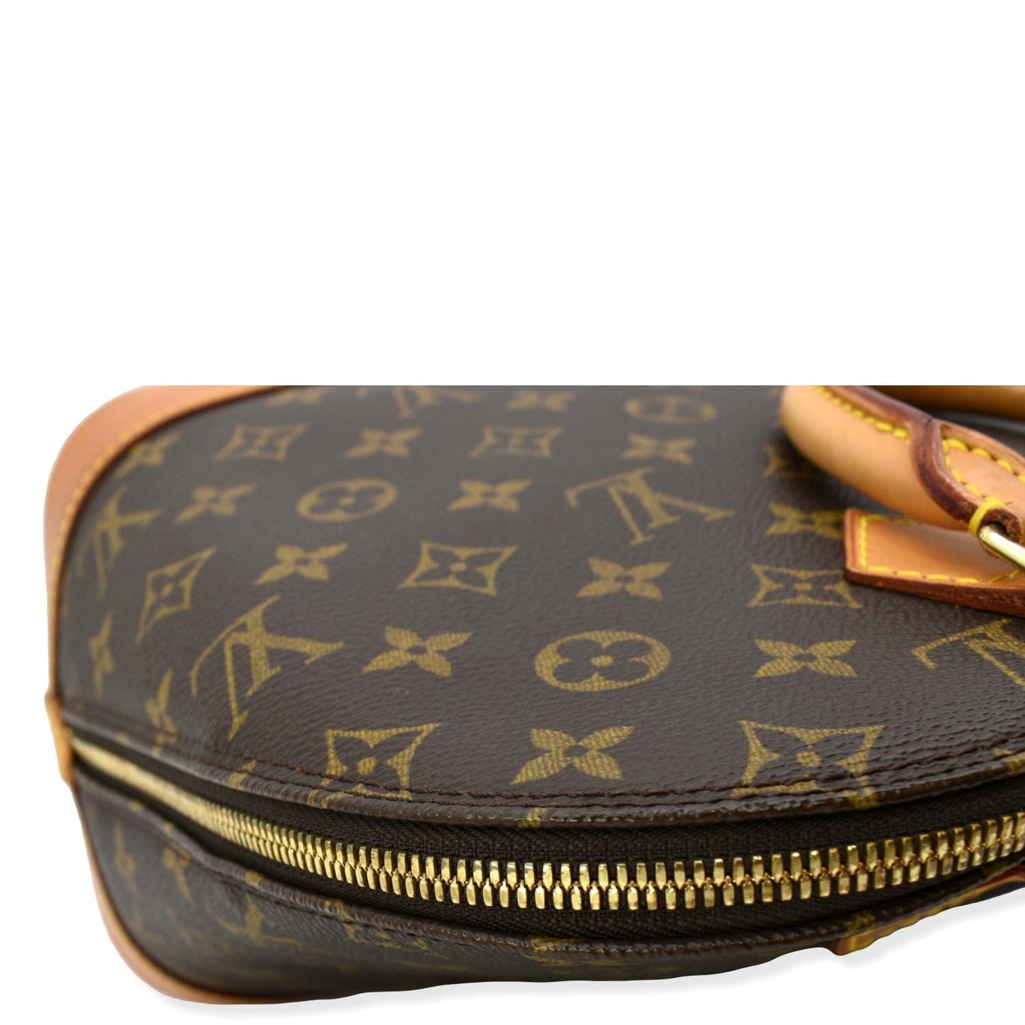 LOUIS VUITTON Alma Monogram Canvas Satchel Bag Brown