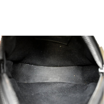 YVES SAINT LAURENT Vinyle Round Chevron Leather Camera Crossbody Bag Black