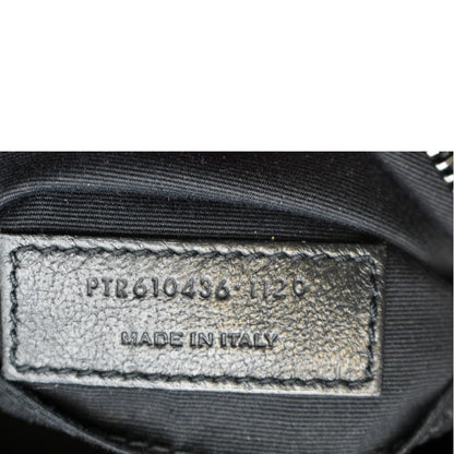 YVES SAINT LAURENT Vinyle Round Chevron Leather Camera Crossbody Bag Black