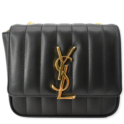 YVES SAINT LAURENT Vicky Small Monogram Leather Chain Crossbody Bag Black
