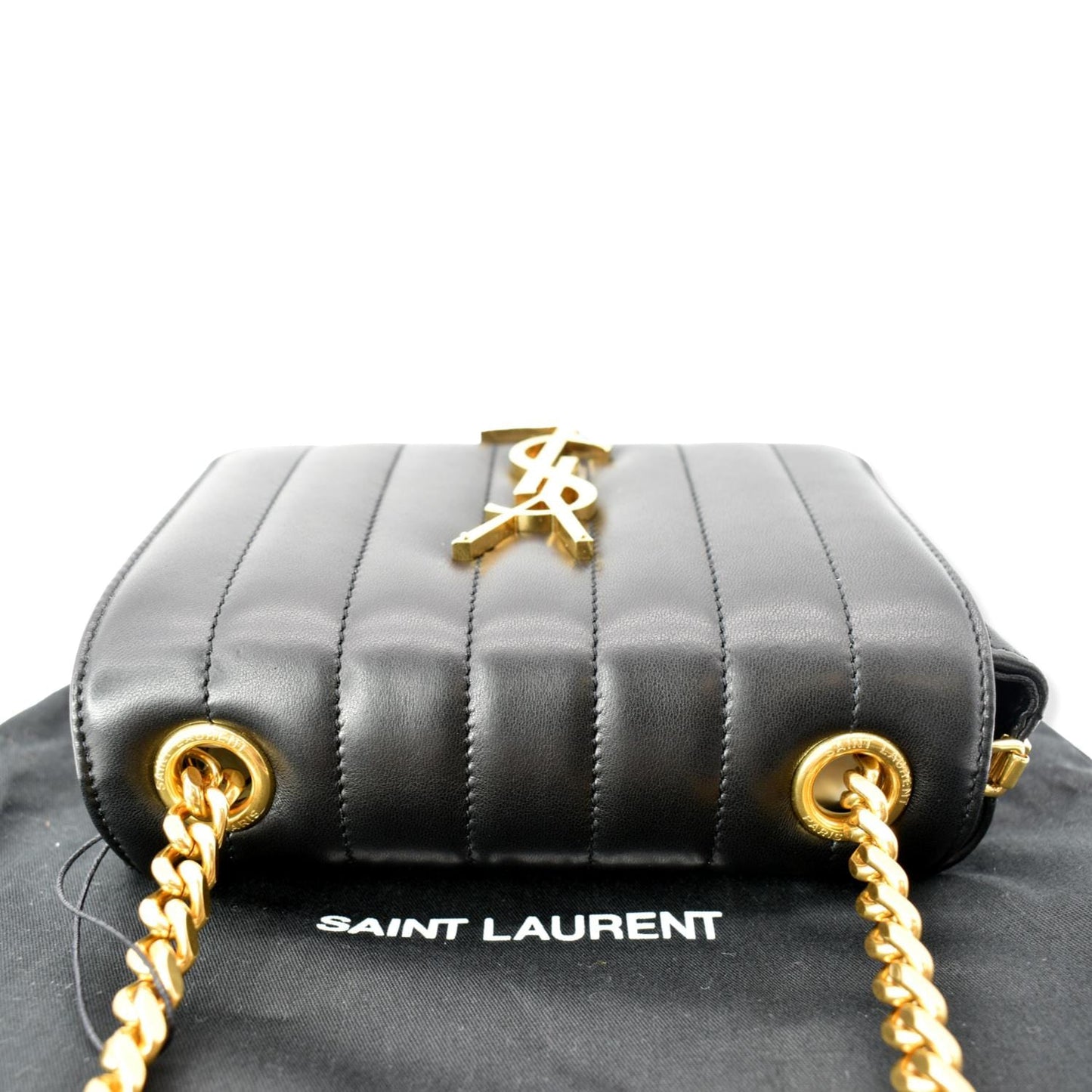 YVES SAINT LAURENT Vicky Small Monogram Leather Chain Crossbody Bag Black