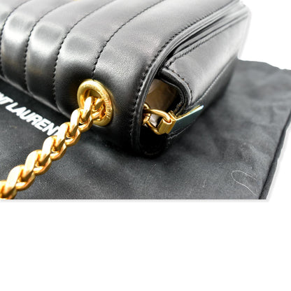 YVES SAINT LAURENT Vicky Small Monogram Leather Chain Crossbody Bag Black