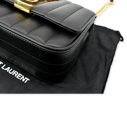 YVES SAINT LAURENT Vicky Small Monogram Leather Chain Crossbody Bag Black