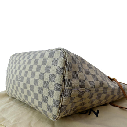 LOUIS VUITTON Neverfull MM Damier Azur Shoulder Bag White