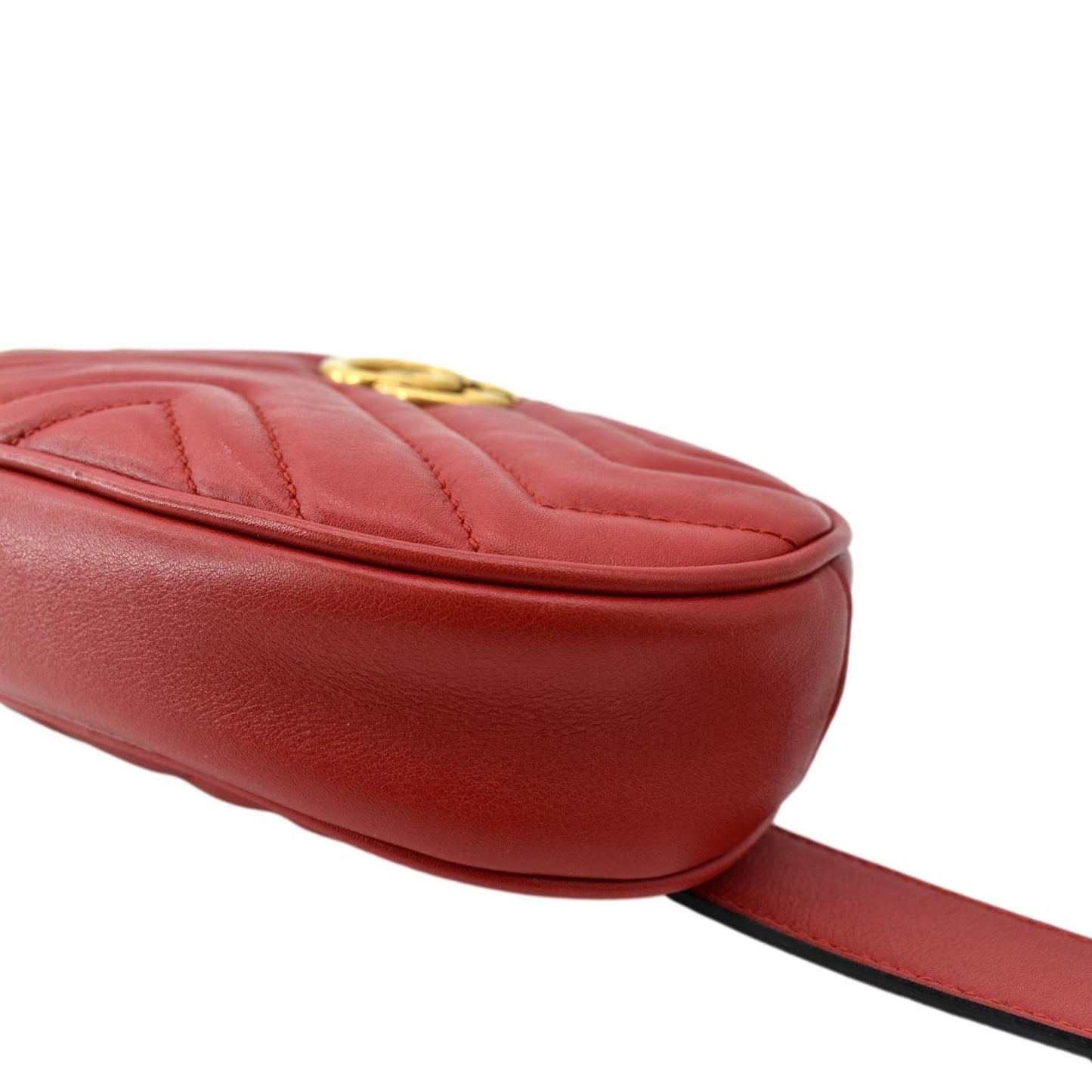 GUCCI GG Marmont Matelasse Leather Belt Bag Red 476434