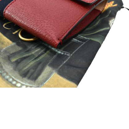 GUCCI Totem Web Leather Clutch Bag Red 489619