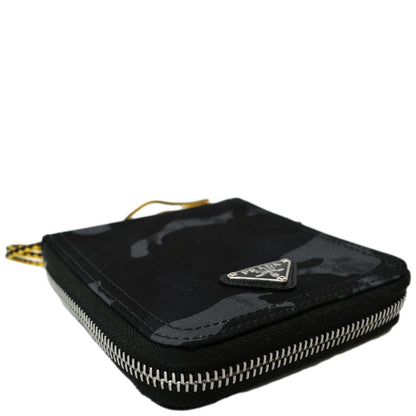 PRADA Camouflage Leather Zip Around Wallet Black