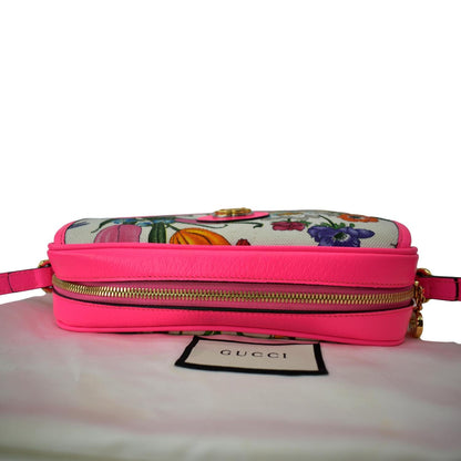 GUCCI Flora Canvas Tote Shoulder Bag Pink 550147