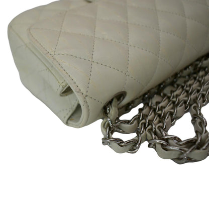 CHANEL Mini Flap Grained Calfskin Leather Crossbody Bag White