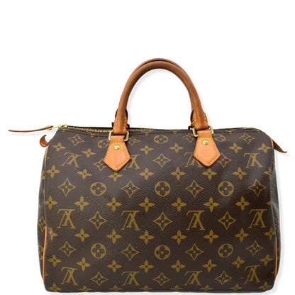 LOUIS VUITTON Speedy 30 Monogram Canvas Satchel Bag Brown