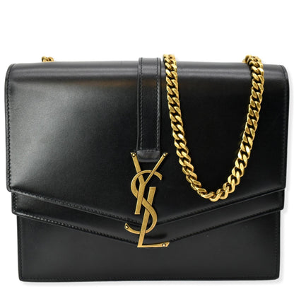 YVES SAINT LAURENT Sulpice Medium Monogram Clasp Shoulder Bag Black