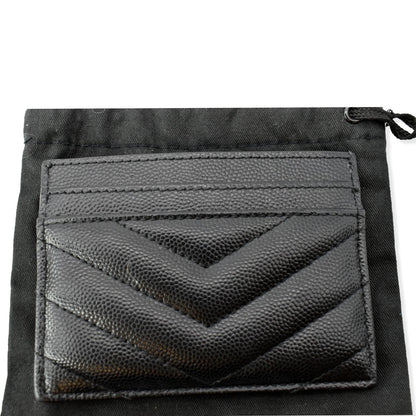 YVES SAINT LAURENT Monogram Grain Leather Card Case Black - Hot Deals