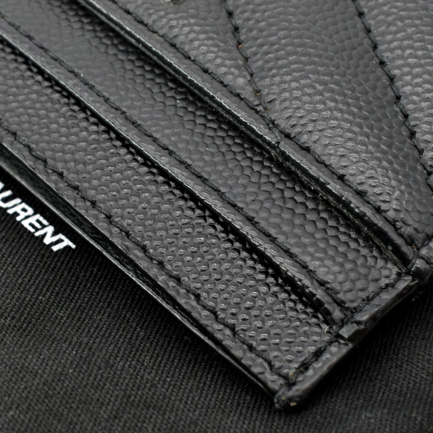 YVES SAINT LAURENT Monogram Grain Leather Card Case Black - Hot Deals