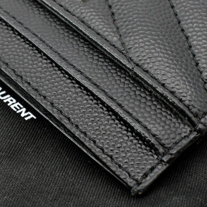 YVES SAINT LAURENT Monogram Grain Leather Card Case Black - Hot Deals
