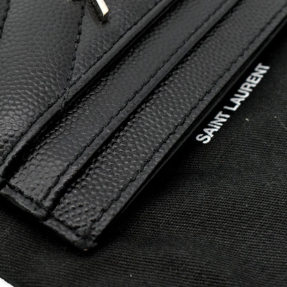 YVES SAINT LAURENT Monogram Grain Leather Card Case Black - Hot Deals