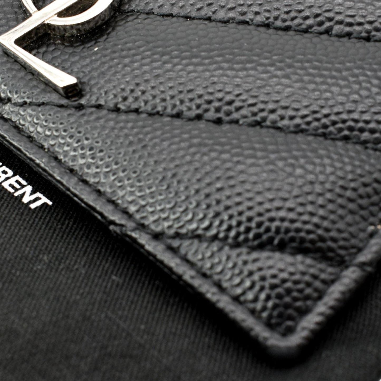 YVES SAINT LAURENT Monogram Grain Leather Card Case Black - Hot Deals