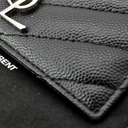 YVES SAINT LAURENT Monogram Grain Leather Card Case Black - Hot Deals