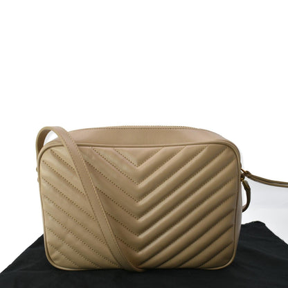 YVES SAINT LAURENT Lou Leather Camera Crossbody Bag Beige