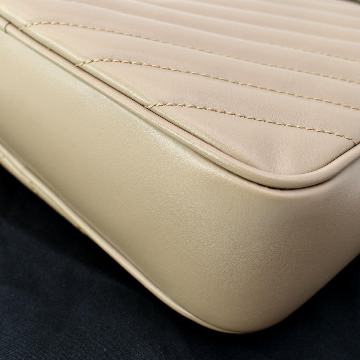 YVES SAINT LAURENT Lou Leather Camera Crossbody Bag Beige