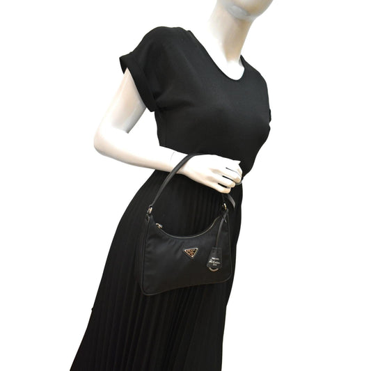 PRADA Re-Edition 2005 Mini Nylon Shoulder Bag Black