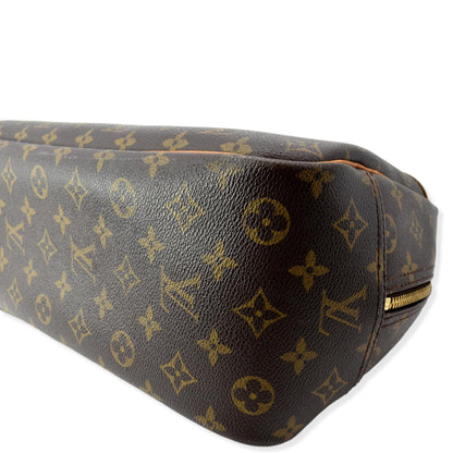 LOUIS VUITTON Deauville Boston Monogram Canvas Satchel Bag Brown