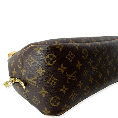 LOUIS VUITTON Deauville Boston Monogram Canvas Satchel Bag Brown
