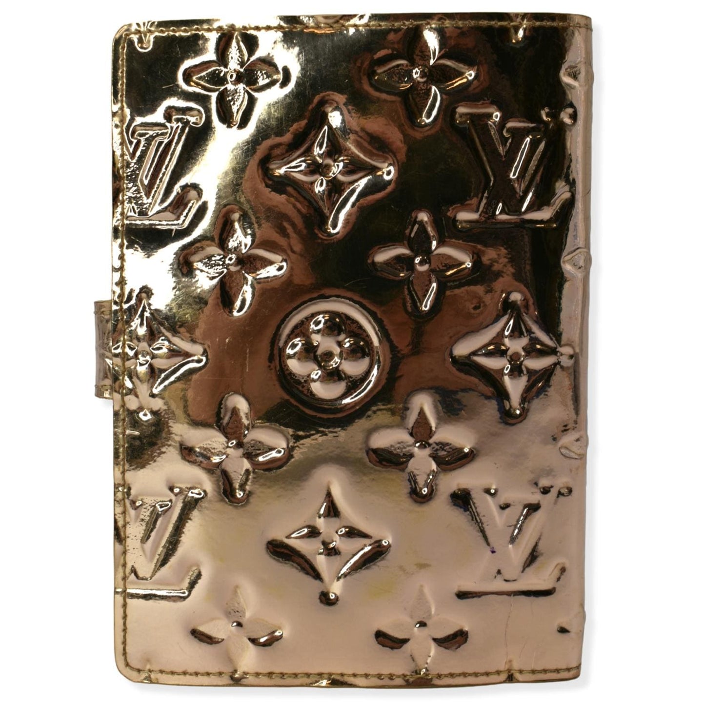 LOUIS VUITTON Miroir Small Monogram Embossed Ring Agenda Gold