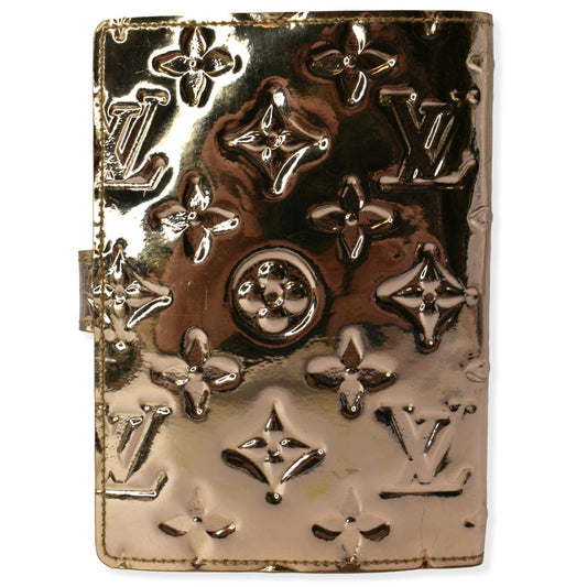LOUIS VUITTON Miroir Small Monogram Embossed Ring Agenda Gold