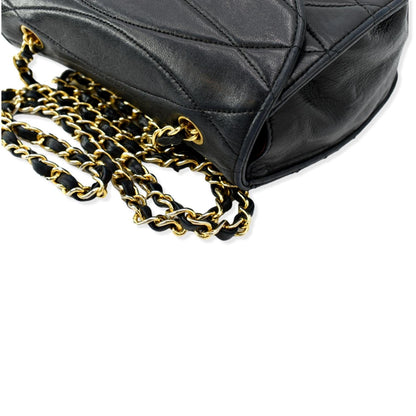 CHANEL Rare Wave GHW CC Flap Vintage Lambskin Shoulder Bag Black