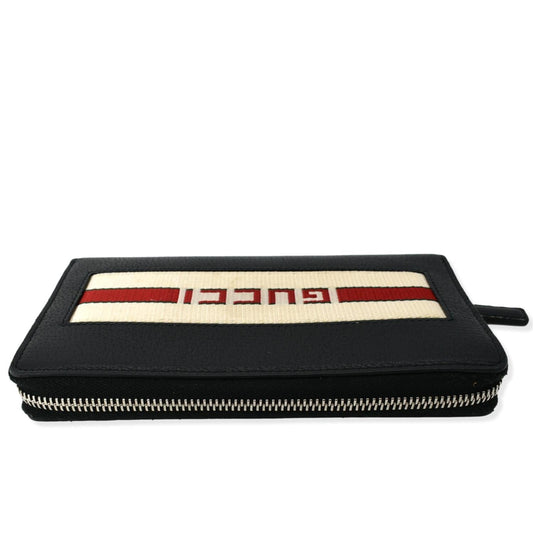 GUCCI Logo Zip Around Leather Wallet Black 408831