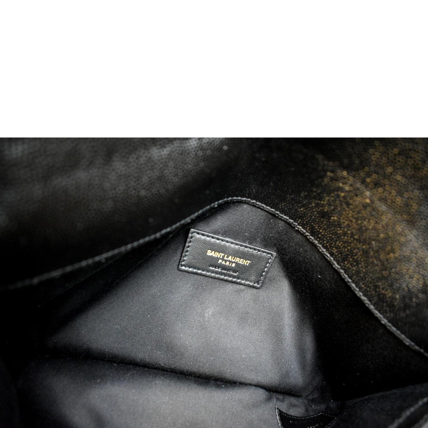YVES SAINT LAURENT Uptown Envelope Grain De Poudre Leather Clutch Black