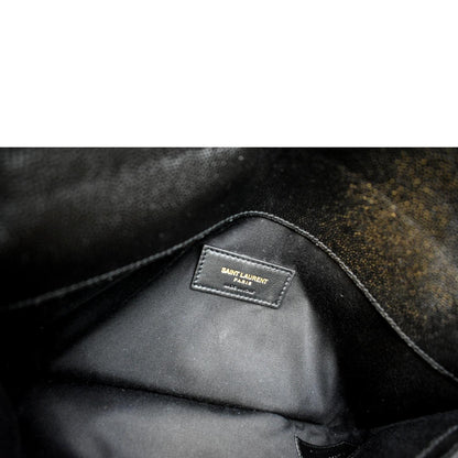 YVES SAINT LAURENT Uptown Envelope Grain De Poudre Leather Clutch Black