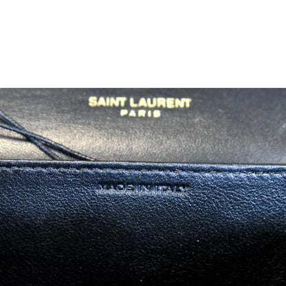 YVES SAINT LAURENT Uptown Crocodile-Embossed Crossbody Chain Wallet Black