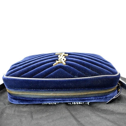 YVES SAINT LAURENT Lou Velvet Camera Crossbody Bag Blue