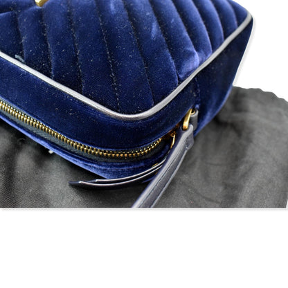 YVES SAINT LAURENT Lou Velvet Camera Crossbody Bag Blue