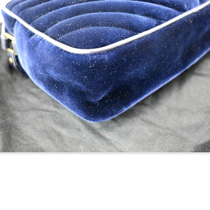 YVES SAINT LAURENT Lou Velvet Camera Crossbody Bag Blue