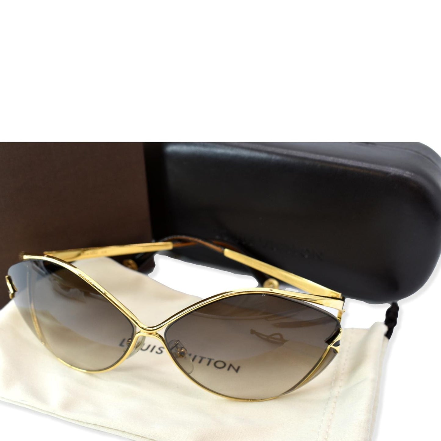 LOUIS VUITTON Laurel Sunglasses Z0410U Brown Glitter