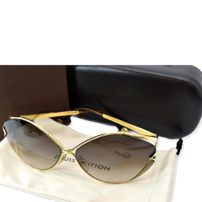 LOUIS VUITTON Laurel Sunglasses Z0410U Brown Glitter