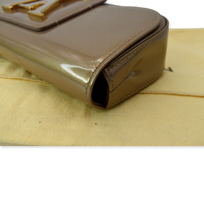 LOUIS VUITTON Sobe Pochette Vernis Leather Clutch Bag Bronze