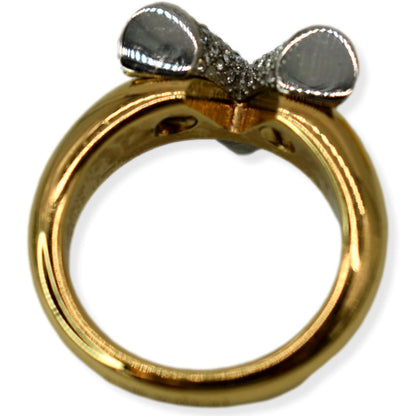 LOUIS VUITTON Crystal Essential V Strass Ring Silver/Gold