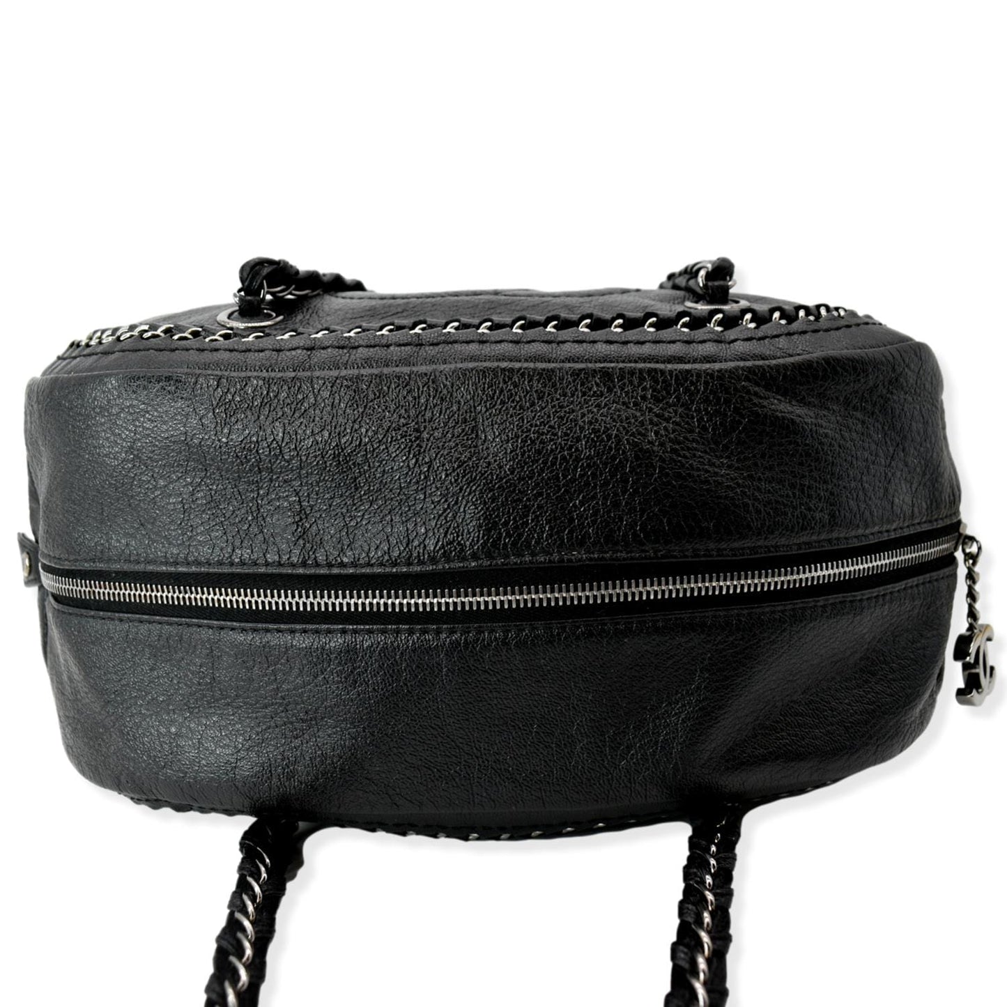 CHANEL CC Chain Around Leather Bowling Bag Black