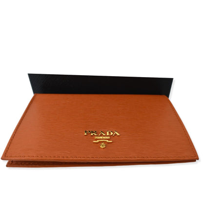 PRADA Vitello Move Bifold Leather Compact Wallet Papaya