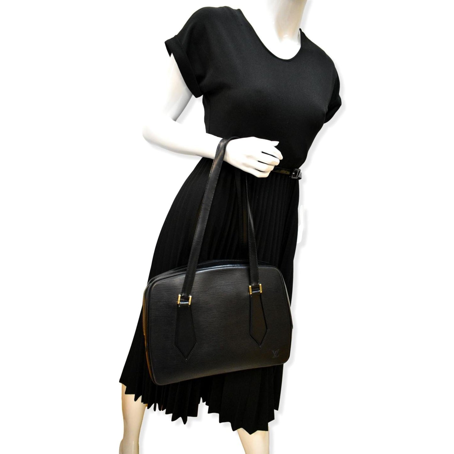 LOUIS VUITTON Voltaire Epi Leather Shoulder Bag Black