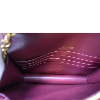 YVES SAINT LAURENT Sunset Mini Leather Crossbody Bag Rouge Legion