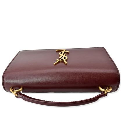 YVES SAINT LAURENT Sunset Mini Leather Crossbody Bag Rouge Legion