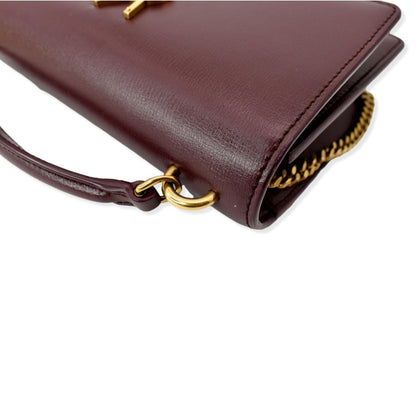 YVES SAINT LAURENT Sunset Mini Leather Crossbody Bag Rouge Legion