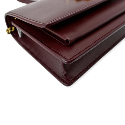 YVES SAINT LAURENT Sunset Mini Leather Crossbody Bag Rouge Legion